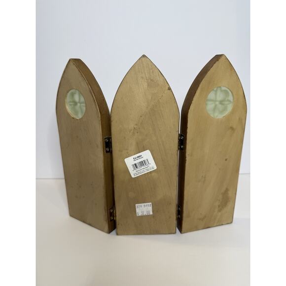 Vintage Christian Triptych Plaque Galatians 6:7 Gothic Arch Hinged Wall Decor - Picture 5 of 5